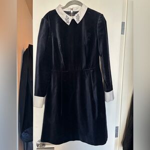 Ted Baker Black Dress with Embellished White Collar